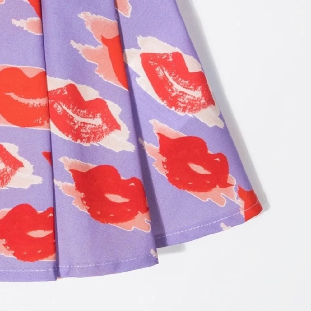 ELISABETTA FRANCHI LA MIA BAMBINA LIPS-PRINT SKIRT